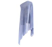 Sciarpa protettiva solare in chiffon con perle, sottile e morbida, per attività all'aperto, sciarpa in poliestere traspirante, Blu Argento, taglia unica