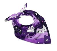 Sciarpa quadrata di seta con gatto viola, sciarpa leggera per collo carino gattino sciarpe avvolgenti per capelli sciarpa traspirante regali per donne uomini, Multicolore, 46x46cm