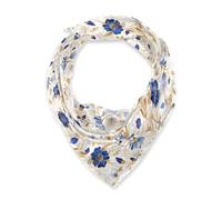 Sciarpa quadrata di seta dell'involucro di modo per l'uomo per Natale 35 '' Elegante fiore di pizzo blu e oro chales para mujer