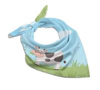 Sciarpa quadrata di seta mucca che mangia erba sciarpa leggera sciarpa carina sciarpe avvolgenti per capelli sciarpa traspirante regali per donne uomini, Multicolore, 60x60cm