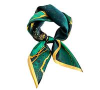 Sciarpa quadrata in 100% pura seta di gelso per capelli, 68 x 68 cm, sciarpa da donna in seta, Verde lussuoso, Small