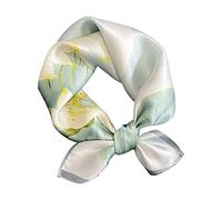 Sciarpa quadrata piccola da donna in pura seta di gelso - fazzoletto da collo da donna - Foulard in seta - 53,3 x 53,3 cm, Elegante bianco., Small