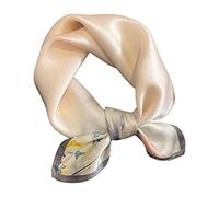 Sciarpa quadrata piccola da donna in pura seta di gelso - fazzoletto da collo da donna - Foulard in seta - 53,3 x 53,3 cm, Avorio, Small