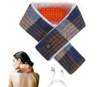 Sciarpa riscaldata per uomo e donna, cuscino riscaldante per il collo con cuscino riscaldante contro dolori al collo e alle spalle, tre livelli di temperatura, riscaldamento rapido (Blu a quadretti)