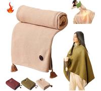 Sciarpa riscaldata portatile, 2025, coperta elettrica portatile, 150 x 80 cm, cuscino termico con chiusura lampo morbida, 3 livelli di riscaldamento, sciarpa riscaldata USB, coperta riscaldata (cachi)