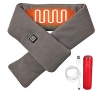 Sciarpa riscaldata: sciarpa riscaldata USB con power bank da 1800 mAh, scaldacollo elettrico per uomo e donna, con 3 livelli di calore USB, scaldacollo, scaldacollo elettrico, grigio.