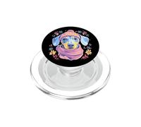 Sciarpa rosa con stampa di bassotto blu e ritratto invernale per amanti dei cani PopSockets PopGrip per MagSafe