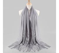 Sciarpa Scozzese-Sciarpe E Foulard-Donne Hijab Musulmano Islamico Tassel Long Rubato Shawl Hollow Avvolgi Sciarpa Lace (Grey, One Size)