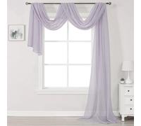 Sciarpa semitrasparente di lusso DONREN color lavanda e viola per finestre, ideale per decorazioni esterne - Aggiungi un bellissimo ed elegante e