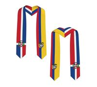 Sciarpa/stola per laurea per uomo e donna, scialli leggeri e traspiranti con le bandiere di Colombia, Colombia e Repubblica Dominicana.