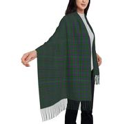 Sciarpa tartan Clan Wood da donna, in morbida pashmina scozzese effetto cashmere, comoda e leggera, da indossare tutti i giorni e per le feste.