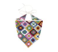 Sciarpa triangolare a fiore lavorata a maglia Bella Fazzoletto per capelli all'uncinetto Tie Back Modello floreale Elegante turbante per ragazze Puntelli fotografici Fascia per capelli all'uncinetto