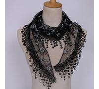 Sciarpa triangolare da donna in pizzo floreale con dettagli con nappe, leggera e traspirante, scialle avvolgente per primavera estate casual da indossare tutti i giorni e oggetti di scena fotografici