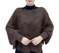 Sciarpa Triangolare Donna-Sciarpa-Maglieria Invernale Maglione Oversize Moda Donna Scava Fuori Linea Spessa Maglione Dolcevita Maglione Pullover Manica A Orlo Irregolare Solido Avvolge Lo Scialle