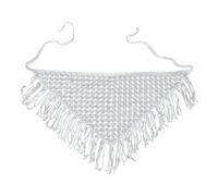 Sciarpa triangolare pieghevole con dettagli, White | Scialle multiuso leggero per donne, uomini e bambini, viaggi all ' aperto, abiti stagionali, spostamenti quotidiani