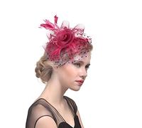 Sciarpa tubolare color oliva, per donne, tea e feste, matrimoni, cocktail, in rete con piume, in neoprene (Wine, taglia unica)