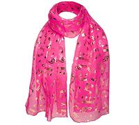 Sciarpa unisex con note stampate in foglia d’oro, tessuto leggero e di alta qualità, sciarpa perfetta per un gruppo musicale, 2 stili, vari colori rosa Music note - Fuchsia