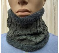 Sciarpa uomo invernale scaldacollo da fascia tubolare pile lana grigio a maglia