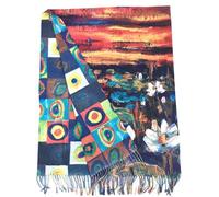 Sciarpa viscosa doppia stampa studio sul colore Kandinskij ninfee rosse monet regalo donna compleanno natale arte moda stola foulard Pashmina Coprispalle