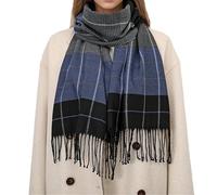 Sciarpe da donna con motivo a quadri: sciarpe di alta qualità per l'inverno e l'inverno, alla moda, resistenti al freddo, per proteggere dal freddo, sciarpa cashmere da donna blu, Blu scuro, Taglia