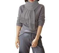 Sciarpe da donna in tinta unita per autunno e inverno con uno stile versatile come nappe al tatto, caldo e adatto come scaldacollo per ragazzi, Grigio, Taglia unica