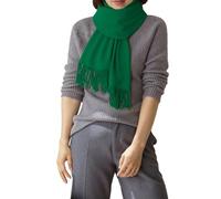 Sciarpe da donna in tinta unita per autunno e inverno con uno stile versatile come nappe al tatto, caldo e adatto come scaldacollo per ragazzi, Verde scuro, Taglia unica