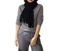 Sciarpe da donna in tinta unita per autunno e inverno con uno stile versatile come nappe al tatto, caldo e adatto come scaldacollo per ragazzi, Nero , Taglia unica