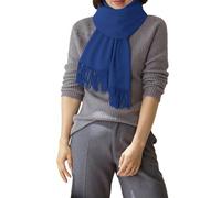 Sciarpe da donna in tinta unita per autunno e inverno con uno stile versatile come nappe al tatto, caldo e adatto come scaldacollo compatibile con sciarpa Mackintosh, Blu, Taglia unica