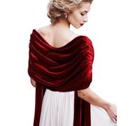 Sciarpe da donna in velluto, scialli, per abito da sera, damigella d'onore, matrimoni, sciarpe grandi e calde, Rosso vinaccia, Etichettalia unica
