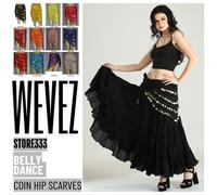 Sciarpe danza del ventre donna fusione lunghe 4 file monete oro sciarpe anca ...