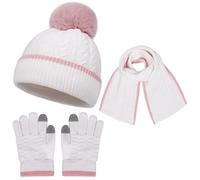 Sciarpe per bambini - Sciarpa e cappello caldo in maglia per con copricollo e muffole abbinati per affrontare il freddo, ideale per ragazzi e ragazze