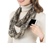 Sciarpe per Donne e Ragazze - Avvolgicollo alla con Motivo Serpente - Sciarpe con Tasca a Cerniera per Donne,per la Stagione Autunnale, il Periodo Natalizio, i Viaggi, i Matrimoni, i Compleanni e le