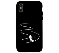 Sciatore Con Piste In Polvere Profonda Neve Freeride Sport Sci Custodia per iPhone X/XS