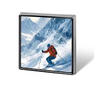 Sciatore Sci Montagne Innevate Spilla Quadrata Distintivo in Metallo Spilla da Risvolto Giacca Cappello Borsa Accessori Decorazione