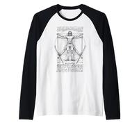 Sciatore Sciatore Vitruviano Uomo Leonardo da Vinci Sciatori Vintage Maglia con Maniche Raglan