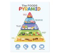 Science Educational Poster Food Pyramid Healthy Eating Nutrition Guide Wall Art For Classroom And Homeschool Decor(Framed,16x24inch(40x60cm))
