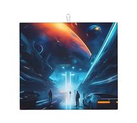 Science Fiction Future Kitchen tappetino scolapiatti 40,6 x 45,7 cm, tappetino assorbente per piano di lavoro, decorativo, resistente, lavabile, riutilizzabile,