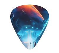 Science Fiction Future - Plettro per chitarra multispessore, 12 pezzi, tono trasparente, confortevole al tatto, forte resistenza all'usura e resistenza, fornito con scatola trasparente