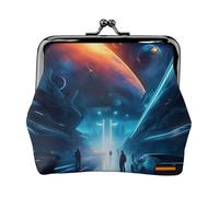 Science Fiction Future - Portamonete da donna, rettangolare, con chiusura a bacio, tascabile, mini portamonete da donna