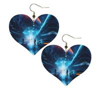 Science Fiction Future Prints Orecchini eleganti a forma di cuore leggeri accessori da donna perfetti per feste e San Valentino.
