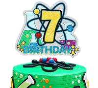 Science Happy 7th Birthday Cake Topper Chimica Torta Decorazioni per Ragazzi Ragazze Compleanno Festa Decor Forniture