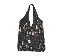 Science Lab - Borsa per la spesa riutilizzabile, con motivo a scarabocchio, con manici, Nero, 1 PCS