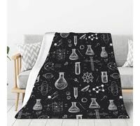 Science Lab - Coperta per divano, divano e letto, motivo stampa con scarabocchio, alla moda, morbida, leggera, confortevole, pelosa, calda e accogliente coperta in flanella per tutte le stagioni