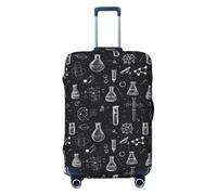 Science Lab - Copribagagli da viaggio con stampa a scarabocchio, lavabile, per valigie, 45-81 cm, alta elasticità, Nero , M