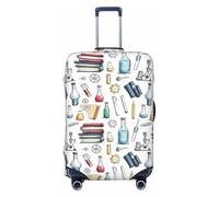 Science Lab - Set di 2 coperture per bagagli da viaggio, lavabili, con motivo scarabocchio, 45-81 cm, alta elasticità, Nero , x-large