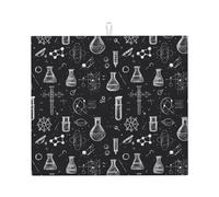 Science Lab Tappetino scolapiatti in microfibra con stampa motivo scarabocchio, per bancone della cucina, lavabile in lavatrice, super assorbente, 40,6 x 45,7 cm
