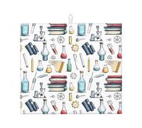 Science Lab - Tappetino scolapiatti in microfibra per bancone della cucina, lavabile in lavatrice, super assorbente, 40,6 x 45,7 cm, motivo scarabocchiare (2)