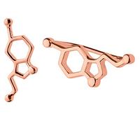 ScienceFox Orecchini a Lobo Molecola di Serotonina in Argento Sterling 925, Oro e Oro Rosa, Gioielli da Scienziato, Ormone della Felicità (oro rosa)