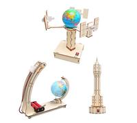 Scientific Model Kits - Wooden Satellite Model Making Set | Hand Craft Construction Assembly Project Toys | 16.5x14.5x19cm Wood Geosynchronous Satellite For Child Teenager STEM Science Educati