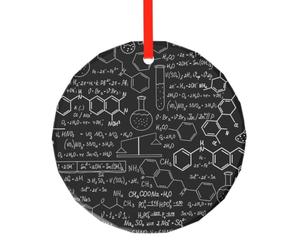 Scienza astratta Chimica, Ciondolo rotondo in vetro, decorazione da appendere per feste di Natale e caminetto.